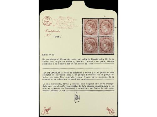 (*) ESPAÑA. Ed. 92. 20 cts. lila. Excelente centraje. PIEZA 