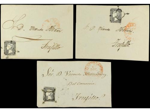 ✉ ESPAÑA. Ed. 1A (10). 1850. 6 cuartos negro. Conjunto de 10