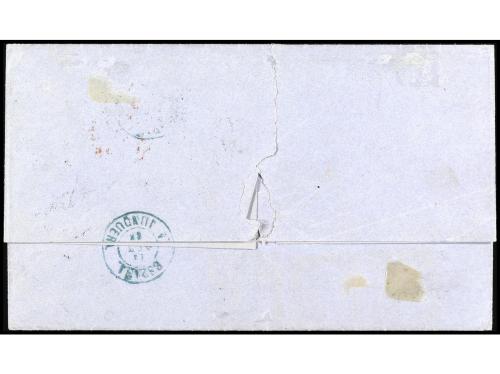 ✉ ESPAÑA. Ed. 73A + 73Ab. 1865. TARRAGONA a NEW YORK. 2 real