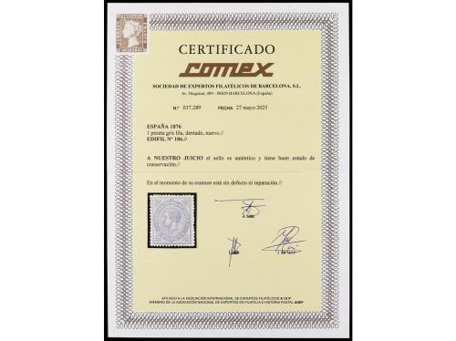 ** ESPAÑA. Ed. 186. 1 pta. gris. Excelente centraje. MAGNÍFI