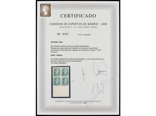 ** ESPAÑA. Ed. 1006ica. 50 cts. verde SIN DENTAR. Pareja, al