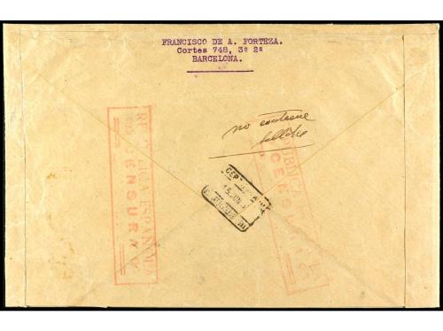 ✉ ESPAÑA GUERRA CIVIL. 1937. BARCELONA a BELGICA. Carta cert
