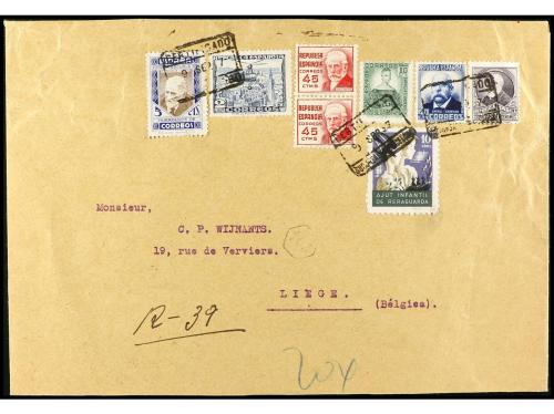 ✉ ESPAÑA GUERRA CIVIL. 1937. BARCELONA a BELGICA. Carta cert