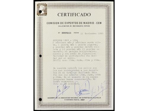 **/* ANDORRA. Ed. 15sph, 24sph, 25sph y 26sph. 25 cts. verde