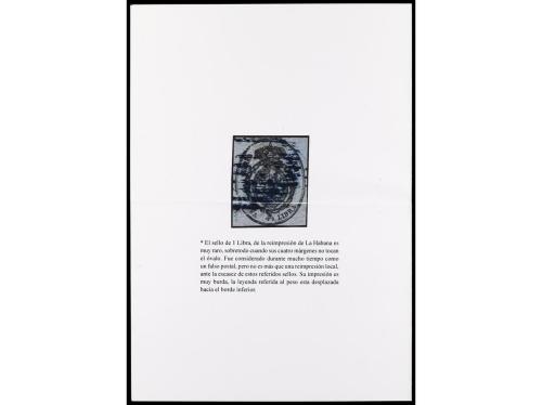 º CUBA. Ed. 9R. 1 libra negro sobre azul. LITOGRAFIADO DE LA