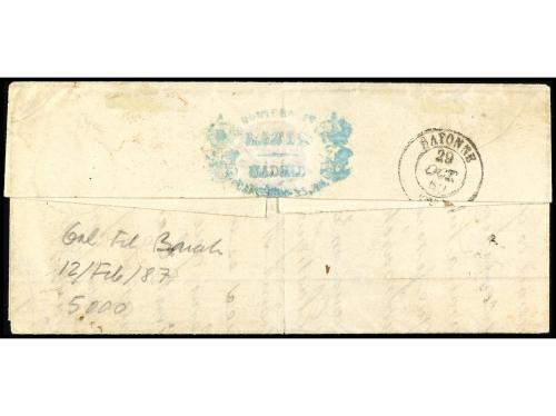 ✉ ESPAÑA. Ed. 53. 1860. MADRID a FRANCIA. 12 cuartos carmín,