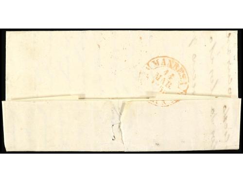 ✉ ESPAÑA. Ed. 1A. 1850. ZARAGOZA a MANRESA. 6 cuartos negro.