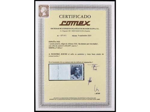 (*) ESPAÑA. Ed. 321. 1 pta. gris SIN DENTAR POR TRES LADOS a