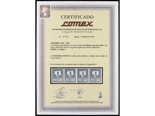 ** COLONIAS ESPAÑOLAS: ANDORRA. Ed. 18 + 18sph. 15 cts. verd