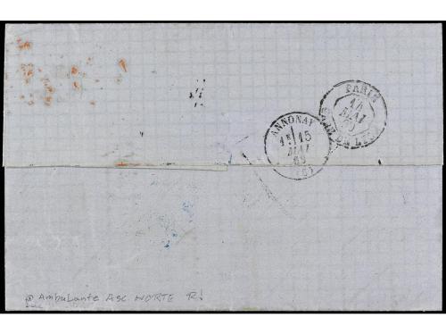 ✉ ESPAÑA. Ed. 89. 1869. HARO a FRANCIA. 12 cuartos naranja, 