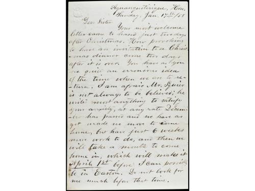 ✉ HONDURAS. 1858 (17 enero). AQUANQUETIRIQUE a EASTON (Usa).