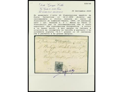 ✉ ITALIA ANTIGUOS ESTADOS: LOMBARDO-VENECIA. Sa. 2. 1856 (16