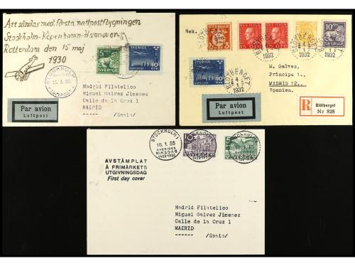 ✉ SUECIA. 1928-35. Conjunto de 10 cartas o tarjetas. Correo 