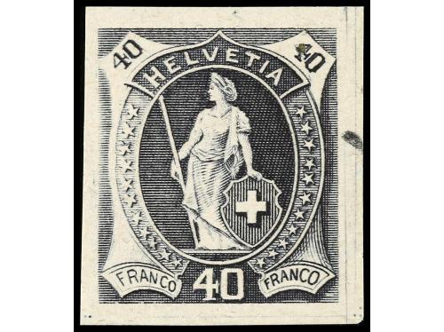 SUIZA. 1882. ENSAYOS DE COLOR. Conjunto de 20 sellos sobre p