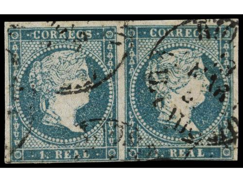 ° ESPAÑA. Ed. 45. 1 real verde. Dos parejas con mat. R.C. y 