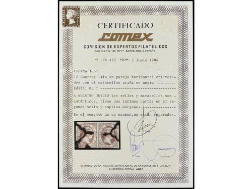 ° ESPAÑA. Ed. 7. 12 cuartos lila. Pareja. Leve corte en el s