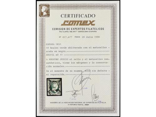 ° ESPAÑA. Ed. 11. 10 reales verde. Muy bonito. Cert. COMEX. 