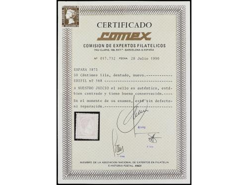 * ESPAÑA. Ed. 168. 50 cts. gris. PIEZA DE LUJO. MUY RARO en 