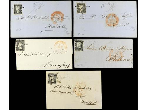 ✉ ESPAÑA. Ed. 1A (10). 6 cuartos negro. Conjunto de 10 carta