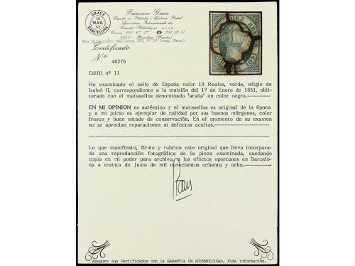 ° ESPAÑA. Ed. 11. 10 reales. Muy bonito ejemplar. Cert. GRAU