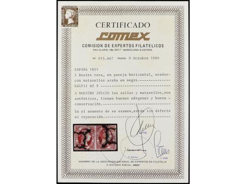 ° ESPAÑA. Ed. 9. 5 reales rosa. Pareja. Muy bonita. Cert. CO