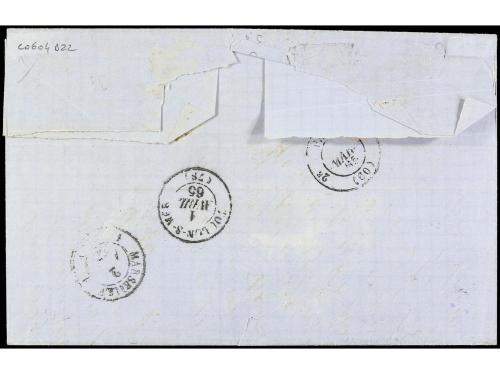 ✉ GUADALUPE. 1865. POINTE A PITRE a MARSEILLE. 10 cts. casta