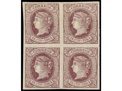 * ESPAÑA. Ed. 66. 19 cuartos violeta. Bloque de cuatro. PREC