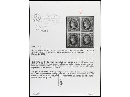 * ESPAÑA. Ed. 66 (2). 19 cuartos violeta. Pareja PRECIOSA. C