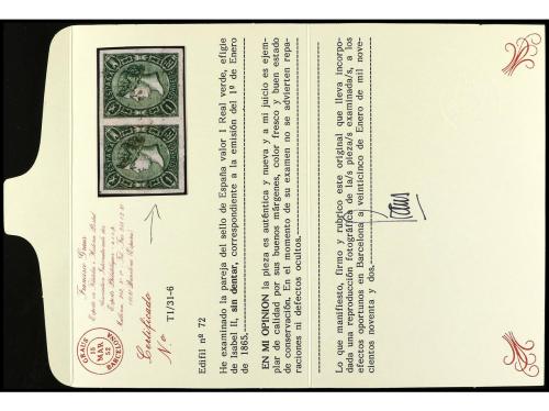 * ESPAÑA. Ed. 72. 1 real verde. Color y márgenes excepcional