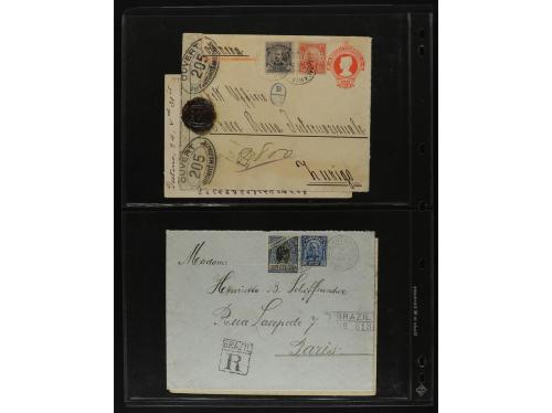 ✉ BRASIL. 1870-1899. Lot of 56 covers and postal stationary.