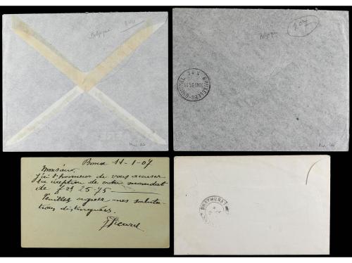 ✉ CONGO BELGA. 1907-35. Lot of 4 covers and cards.