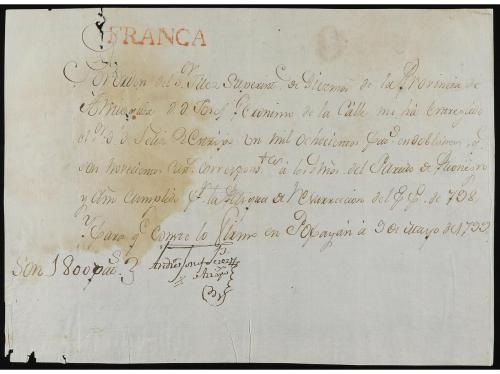 ✉ COLOMBIA. 1795-99. TWO receipts of franking. 