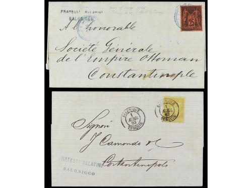 ✉ LEVANTE: CORREO FRANCES. 1877-83. 5 covers with french sta