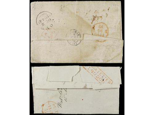 ✉ TAHITI. 1837-1844. 2 covers with text from RAIATE and PAPE