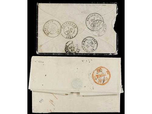 ✉ TAHITI. 1848-69. 2 covers from RAIATEA and PAPEETE. 