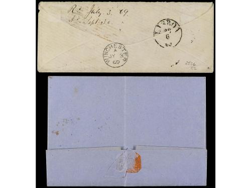 ✉ PORTUGAL. 1869. 2 covers with 120 reis stamp to France and