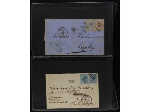 ✉ BELGICA. 1865-71. Lot of 38 covers, foreign destinations. 