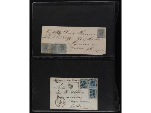 ✉ BELGICA. 1865-71. Lot of 38 covers, foreign destinations. 