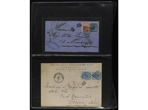 ✉ BELGICA. 1865-71. Lot of 38 covers, foreign destinations. 