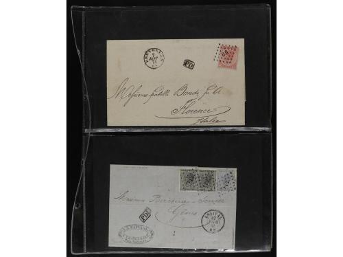 ✉ BELGICA. 1865-71. Lot of 38 covers, foreign destinations. 