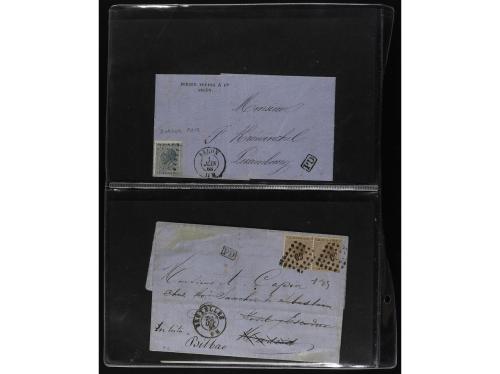 ✉ BELGICA. 1865-71. Lot of 38 covers, foreign destinations. 