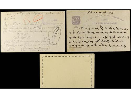 ✉ TIMOR. 1898-1928. 3 cards, one with austrian postage due s