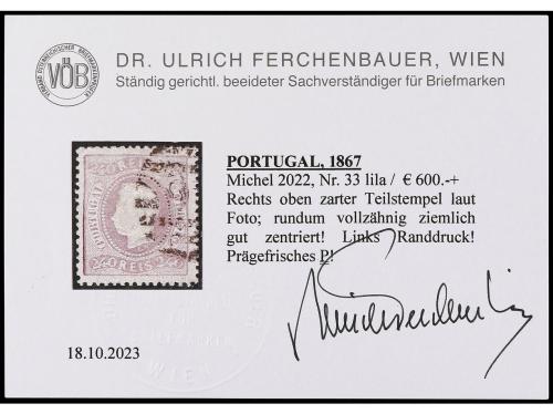 ° PORTUGAL. Mu. 35. 240 reis lila. Muy bonito ejemplar. Cert