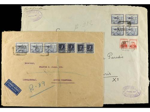 ✉ ESPAÑA. Ed. 689. 2 pts. azul. Conjunto formado por una car