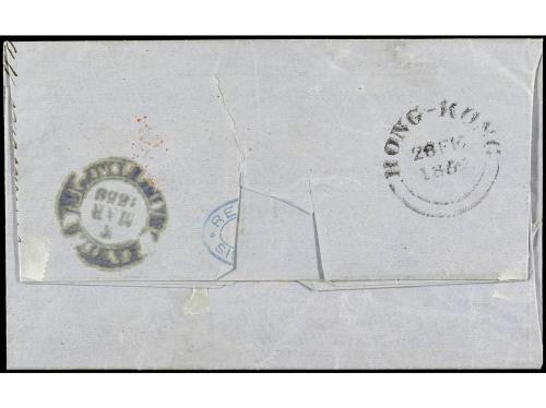 ✉ FILIPINAS. 1859. SINGAPORE a MANILA. Circulada vía Hong Ko