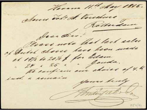 ✉ CUBA. Ed. 11. 1895. HABANA a HOLANDA. 2 ctvos. carmín con 