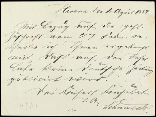✉ CUBA. Ed. 12. 1884. HABANA a ALEMANIA. 3 ctvos. rosa, mat.