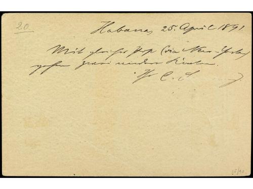 ✉ CUBA. Ed. 25. 1891. LA HABANA a ALEMANIA. 2 ctvos. verde c