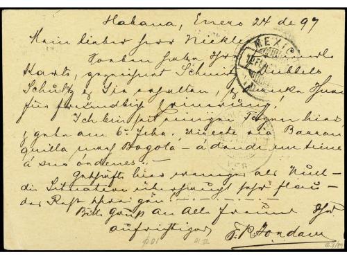 ✉ CUBA. Ed. 25. 1897. HABANA a DURANGO (México). 2 ctvos. ve