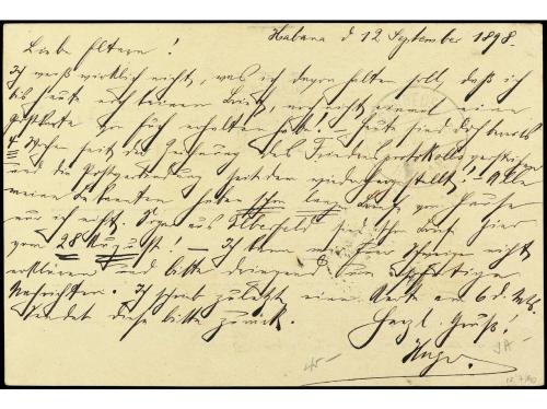 ✉ CUBA. Ed. 32. 1898. HABANA a ALEMANIA. 1 ctvo. verde con f